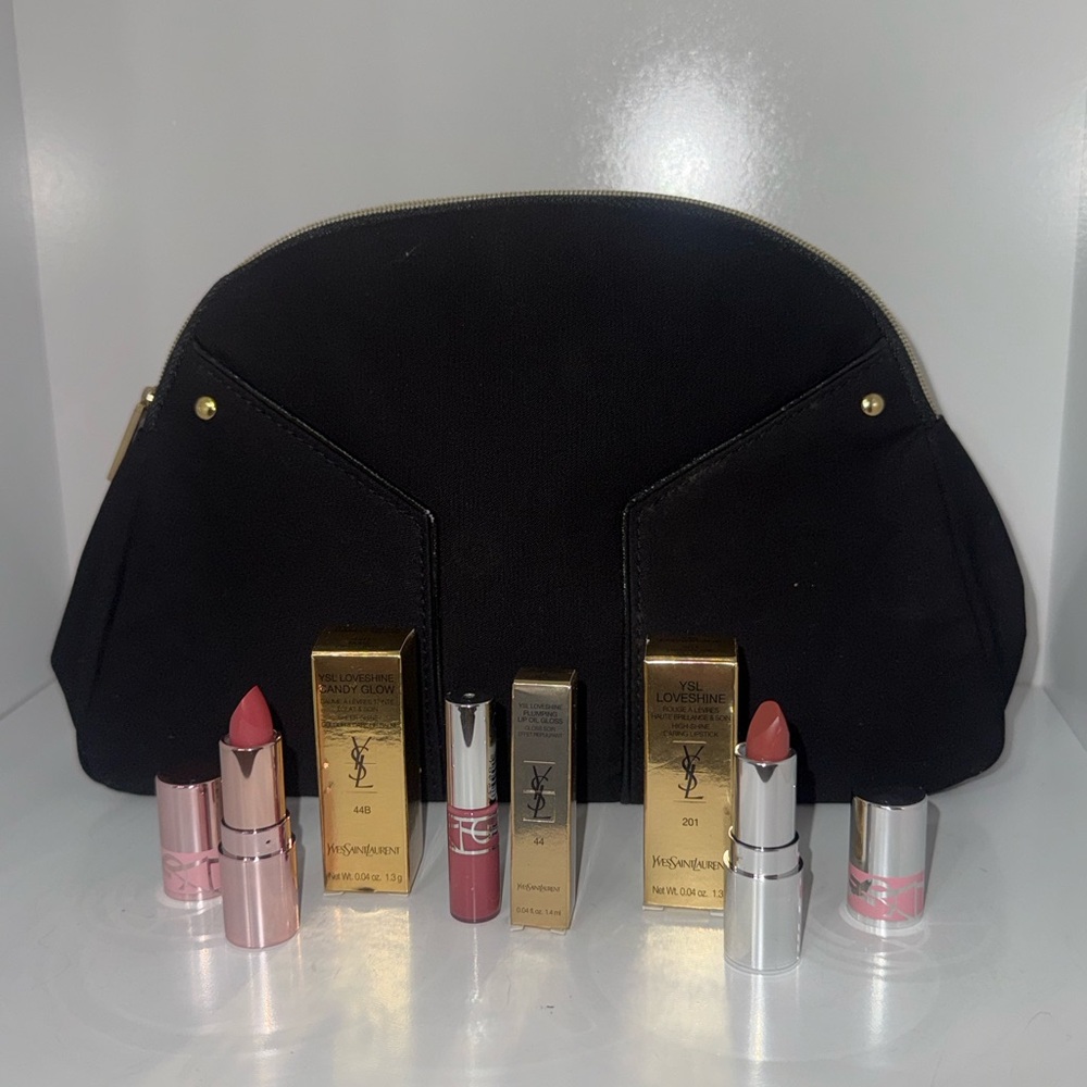 Yves Saint Laurent cosmetic bag and Lipstick Collection